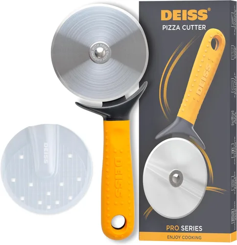 Deiss Pro Cortador de pizza resistente con rueda de corte - Rueda de corte de pizza de acero inoxidable afilada y suave con mango antideslizante de