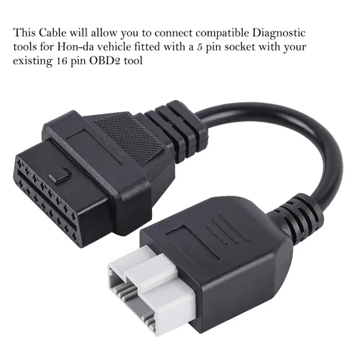 Miniatura 3 de 5Pin a 16 pin OBD2 OBDII adaptador de cable Herramientas de diagnóstico Cable OBD para Hon-da
