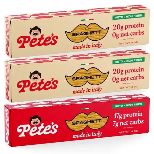 Miniatura 10 de Pete's Pasta Espaguetis 20g de pasta alta en proteínas, sin carbohidratos Pasta Keto, sin carbohidratos Pasta italiana saludable, sin