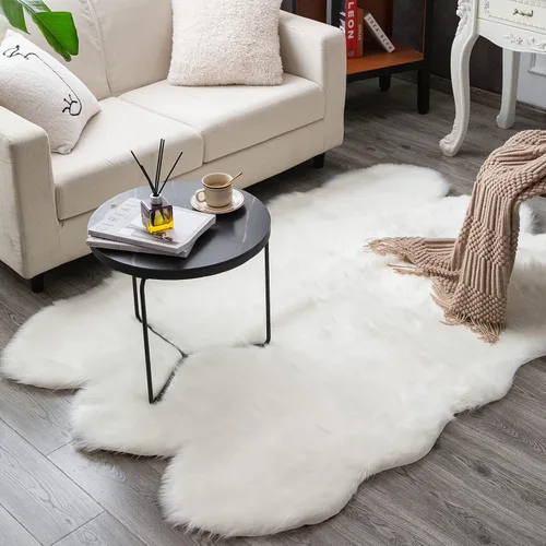 Miniatura 18 de Carvapet Funda de Silla de Piel de Oveja Sintética Suave de Lujo Cojín de Asiento Alfombras de Área de Piel Sintética Suave para Dormitorio, 2 pies