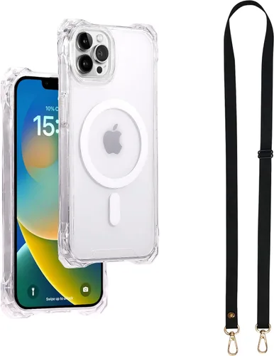 Miniatura 16 de Funda Magnética Cruzada para iPhone 17 Pro, Naranja, Marco Suave Magnético Transparente PC Trasero A Prueba de Golpes Funda Protectora para Teléfono