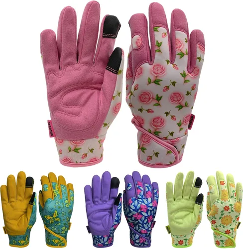 Miniatura 18 de Guantes de jardinería a prueba de espinas y resistentes a pinchazos con agarre, guante de jardín para mujer, regalos de cuero para trabajo en el 1