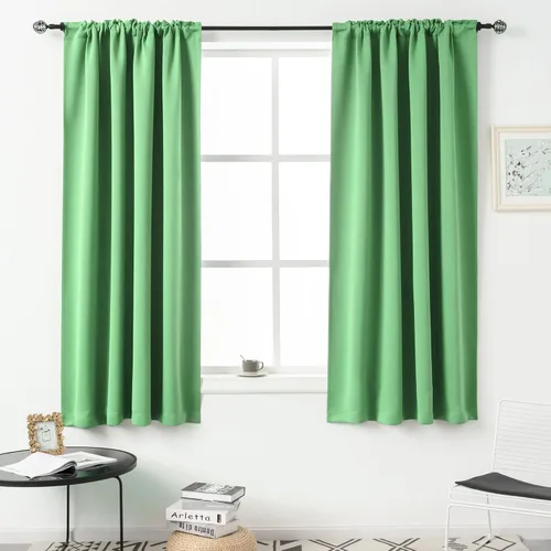 Miniatura 60 de DUALIFE Cortinas opacas de 45 pulgadas de largo, 2 paneles para ventanas pequeñas de dormitorio, aislamiento térmico, bolsillo para barra, cortinas