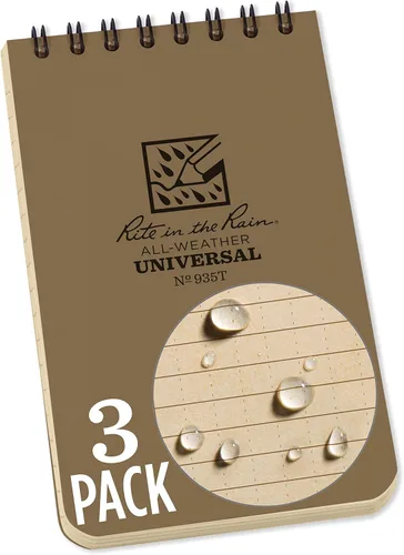 Miniatura 21 de Rite in the Rain - Cuaderno con espiral superior resistente a la intemperie, 3 x 5 pulgadas, cubierta a cuadros color marrón y canela