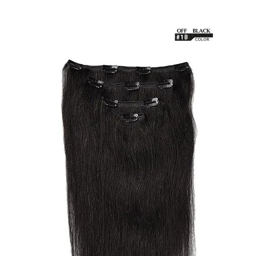 Miniatura 2 de Extensiones de cabello humano Remy de 10 pulgadas con clip para mujer, cabello lacio y sedoso, corto, con clip, 1.59 oz, 4 piezas, color negro