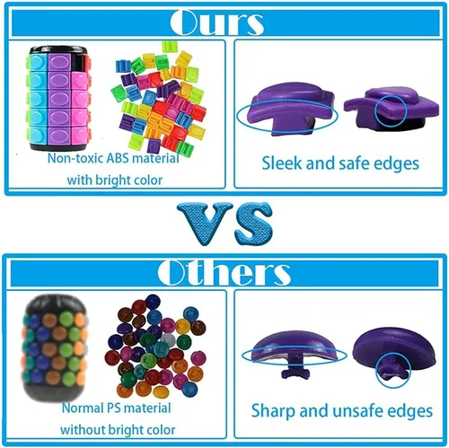 Miniatura 4 de Cubo mágico 3D rompecabezas arco iris, juguetes para la ansiedad, cilindro, girar, diapositiva, 5 capas, juegos educativos para niños y adultos