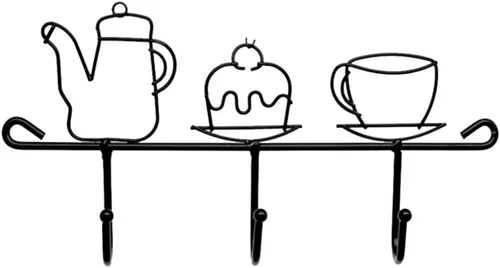 ARTIBETTER Soporte de pared para taza de café, soporte para tazas de café, montado en la pared con 3 ganchos, colgador de llaves de metal vintage,