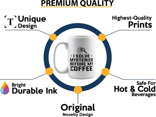 Miniatura 3 de Taza de café detective de 15 onzas, color blanco, I solve mysteries, oficial de policía, policía, patrulla, detective, policía, policía, policía