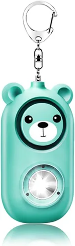 Miniatura 13 de Llavero de alarma de seguridad personal con luz LED, alerta de emergencia de 130 dB, diseño de oso recargable para mujeres, niños y niñas