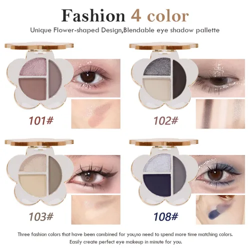 Miniatura 2 de Paleta de sombras de ojos con purpurina rosa, sombra de ojos color crema brillante mate, sombra de ojos marrón ahumado perezosa, altamente