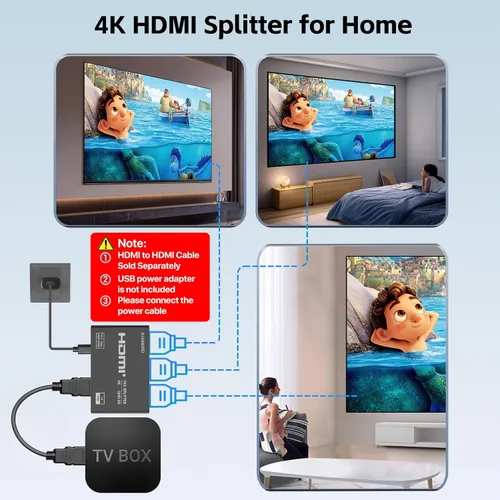 Miniatura 5 de KiWiBiRD Divisor DisplayPort a HDMI 1 en 3 salidas, adaptador de monitor triple 4K DP a HDMI, modo espejo 2160p 1440p 1080p HDCP, compatible