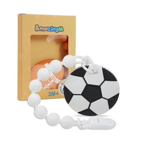 Miniatura 9 de Pelota deportiva de silicona de grado alimenticio para bebés con soporte para chupete, juguetes para aliviar el dolor de dentición, juego de regalo