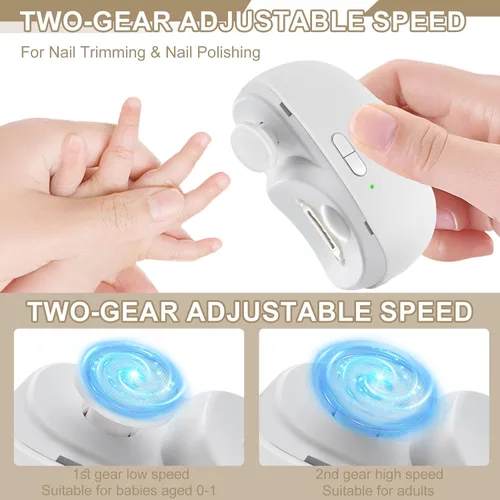 Miniatura 4 de Cortaúñas y pulidor eléctrico 2 en 1, cortaúñas automáticas para adultos y bebés, recortadora silenciosa recargable con LED, colector integrado