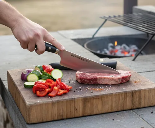 Miniatura 6 de KANKA Cuchillo de chef profesional de 8 pulgadas, acero inoxidable 1.4116 de alta calidad, mango de fibra de vidrio G-10 ultra premium, funda