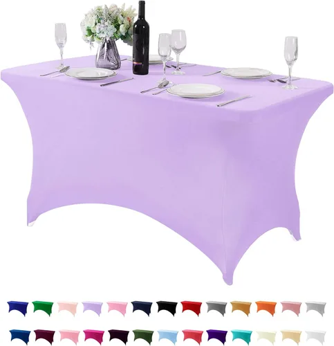 Miniatura 125 de Mantel de elastano para mesas de 4, 6 u 8 pies, mantel elástico universal ajustable para fiestas, banquetes, bodas y eventos - Verde manzana