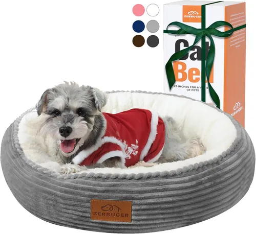 Miniatura 14 de Zerbuger Camas lavables de 20 pulgadas para gatos de interior, cama redonda en forma de dona para mascotas, para gatos, perros pequeños, cachorros