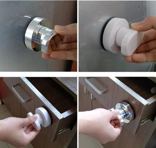 Miniatura 5 de Manijas adhesivas de gabinete fáciles de instalar, manijas de ventosa - adecuadas para puertas de vidrio, puertas de gabinete (plateado)