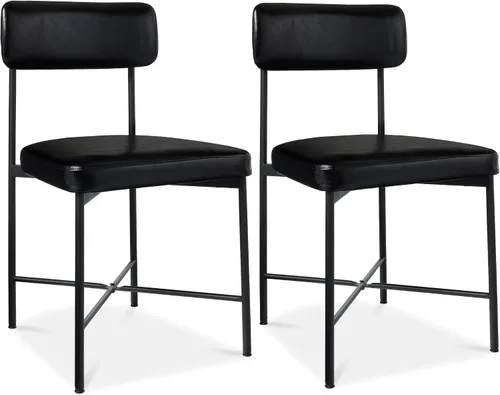 Miniatura 10 de Best Choice Products Juego de 2 sillas de comedor de piel sintética, altura estándar, cojines acolchados con marco de metal para cocina y comedor
