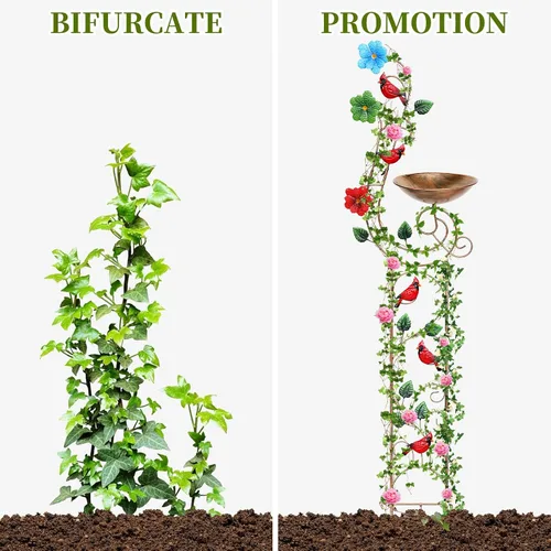 Miniatura 4 de YADOOLIFE Bañera para pájaros de 57 pulgadas con enrejado de jardín para plantas trepadoras al aire libre, pequeños enrejados decorativos de metal