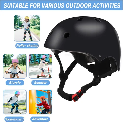 Miniatura 4 de Casco de bicicleta ajustable con gradiente de color para niños con set de rodilleras y coderas Equipo de seguridad multideporte para niños y niñas