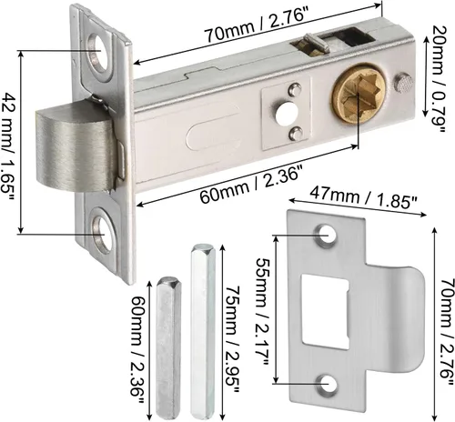 Miniatura 3 de PATIKIL Cerradura de puerta empotrada redonda para panel de puerta de 1.378-2.165 in de grosor, manija de puerta empotrada oculta de acero Plateado