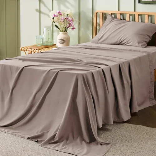 Miniatura 62 de Bedsure Sábanas de tamaño King – Sábanas suaves para cama de tamaño King, 4 piezas de hotel de lujo verde menta, juego de sábanas refrescantes de 11