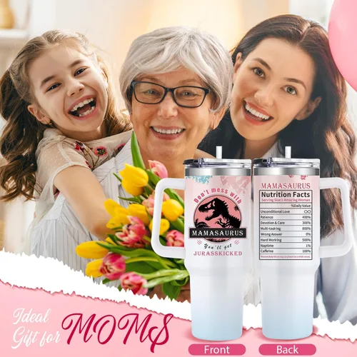 Miniatura 6 de Regalos para mamá de hijo, divertidos regalos de cumpleaños para madre de hija, regalo para el día de la madre, 40 onzas, taza de dinosaurio