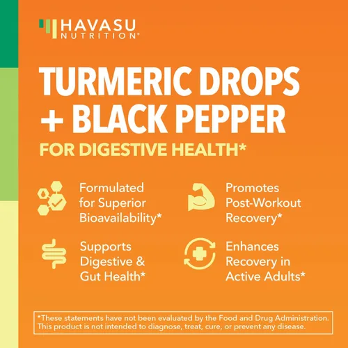 Miniatura 3 de USDA - Gotas líquidas de cúrcuma orgánica con pimienta negra, suplemento de curcumina de 1000 mg para salud inmune y digestiva, 30 porciones
