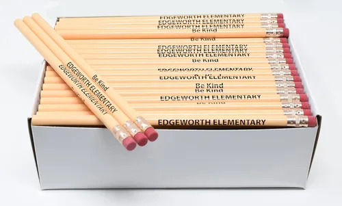 Miniatura 9 de Pencil Guy Lápices redondos negros mate impresos personalizados, 500 por caja, color negro mate