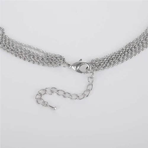 Miniatura 7 de Collar a capas con cristal para mujer, gargantilla con cadena de plata gruesa, regalo de cumpleaños para mujer