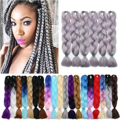 Miniatura 158 de Benehair Extensiones de cabello trenzado ombré de 24 pulgadas, 1 paquete de extensiones de cabello trenzado jumbo de alta temperatura, cabello