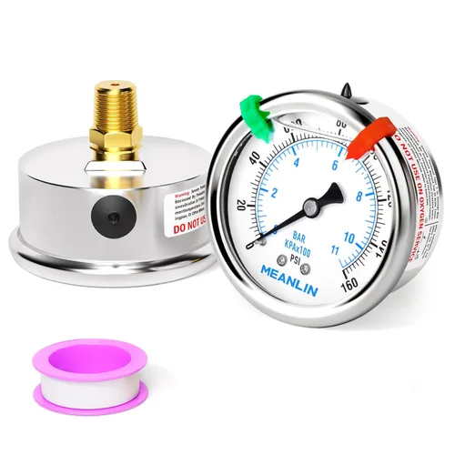 Miniatura 21 de MEANLIN MEASURE - Manómetro de vacío de presión -30inHG~0Psi, esfera con cara de 2.5 pulgadas, NPT de 1/4 de pulgada, manómetro de acero inoxidable