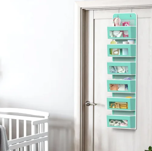 Miniatura 6 de Simple Houseware - Organizador con 6 bolsillos con ventana transparente para colgar de la puerta del armario, para recámara, baño, despensa