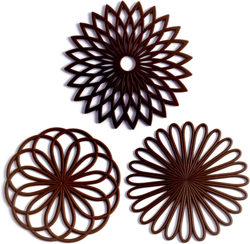 Miniatura 16 de Juego de 3 salvamanteles de silicona, almohadillas calientes para mesa y encimera, salvamanteles para platos calientes, antideslizantes y 2-GRIS