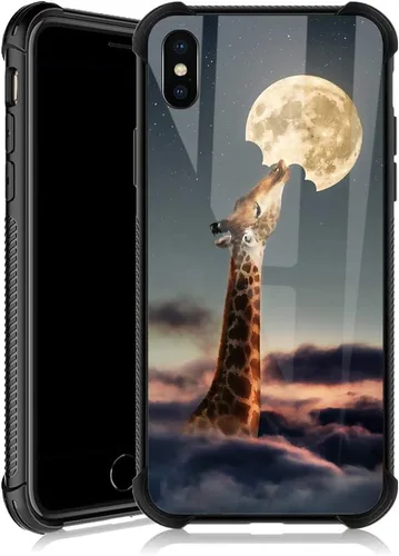 Miniatura 16 de Funda para iPhone Xs Max, diseños de girasol, estrella, cielo, cubierta trasera de cristal templado antiarañazos, esquinas reforzadas, carcasa