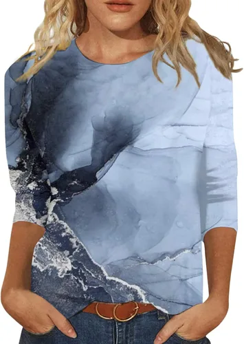 Miniatura 3 de Tops elegantes para mujer, estampado de moda para otoño e invierno, casual, cuello redondo, estampado de manga larga