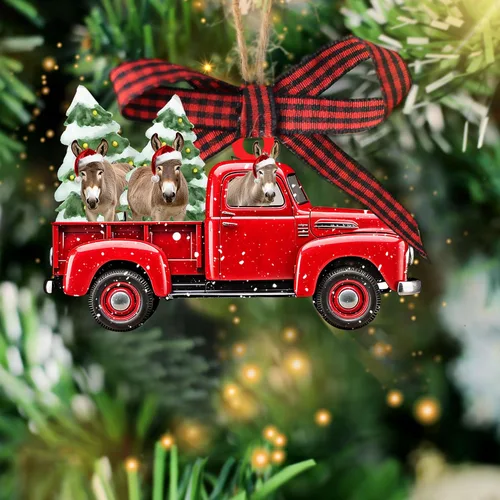 Miniatura 10 de Talataca Burro con sombrero de Navidad, reno con tira de luces 2D plano para espejo retrovisor de automóvil, accesorios para el árbol de Navidad