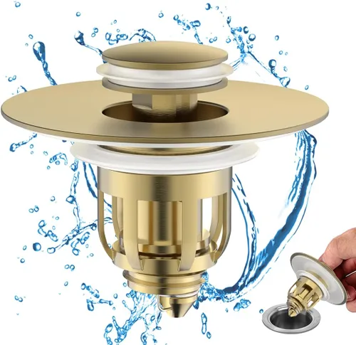 Miniatura 11 de Tapón universal 2 en 1 para fregadero de baño, colador de drenaje desplegable para fregadero de baño con cesta de filtro antiobstrucción, tapón
