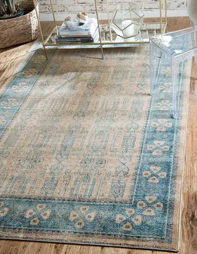 Miniatura 4 de Unique Loom Salzburg Collection - Alfombra clásica de diseño tradicional de inspiración oriental, 2 x 3 pies, color beige y azul
