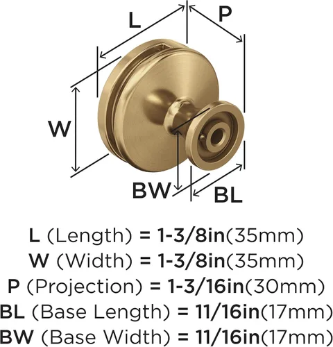 Miniatura 6 de Amerock Pomo para Gabinete Bronce Champán Pomo de Cajón de 1-3/8 Pulgadas (35 mm) de Diámetro Oberon Herrajes para Cocina y Baño