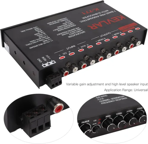 Miniatura 3 de Ecualizador gráfico de audio para automóvil, ecualizador gráfico de audio de coche de 7 bares, ecualizador de volumen de control para sistemas