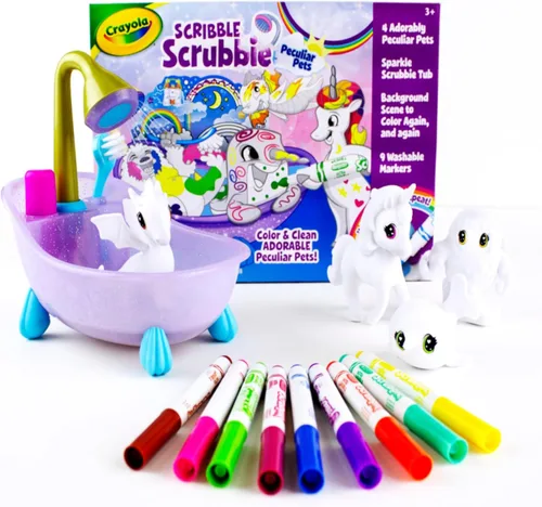 Crayola Scribble Scrubbie Mascotas Peculiares, Juego de Juguetes Lavables para Mascotas y Artesanías DIY para Niños, Regalos para Niñas y Niños,