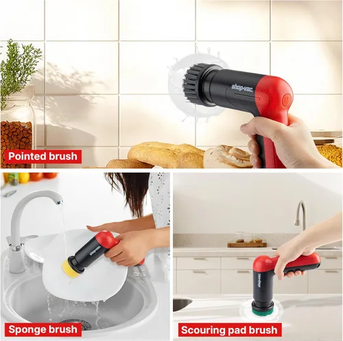 Miniatura 3 de Shop-Vac Limpiador giratorio inalámbrico, cepillo de limpieza eléctrico de 2 velocidades (180/240 RPM) con 5 cabezales multisuperficie, batería