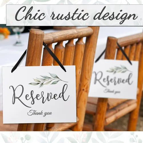 Miniatura 4 de Zonon 6 carteles reservados para sillas de boda colgantes con cinta, cartel de asiento de silla de boda, pancarta de papel para ceremonia, fiesta