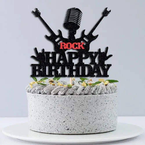Miniatura 5 de Decoración de pastel de cumpleaños con temática de Rock & Roll de los años 80 - Suministros para fiestas