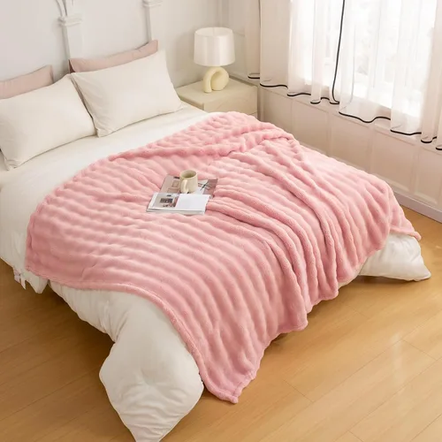 Miniatura 14 de YUSOKI - Manta de forro polar 3D con burbujas Felpa ultrasuave y esponjosa de 13.44 oz/m² Manta ligera y acogedora para sofá cama Para todas