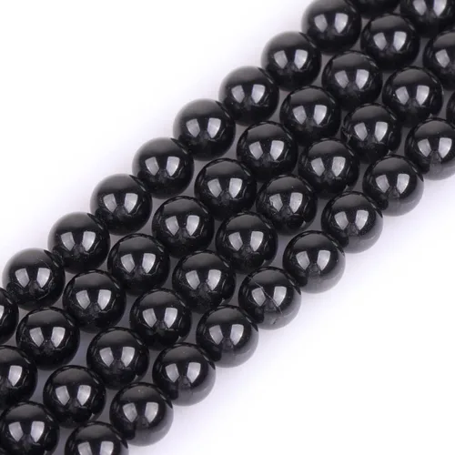 Miniatura 155 de GEM-Inside Cuentas sueltas de piedra natural de lava negra de 8 mm, redondas, piedra de energía para hacer joyas 15' Negro