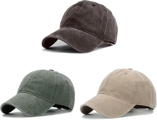 Miniatura 7 de HH HOFNEN Gorra de béisbol de algodón de sarga lavada y desgastada, vintage, ajustable, para hombre y mujer