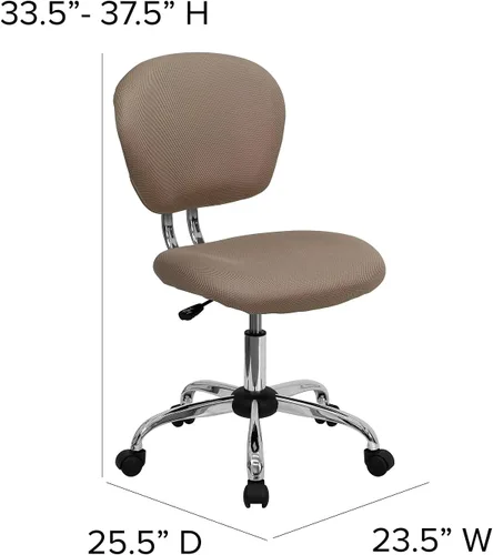 Miniatura 3 de Silla de trabajo de malla con respaldar medio Flash Furniture con brazos y base, Metal, Marrón café