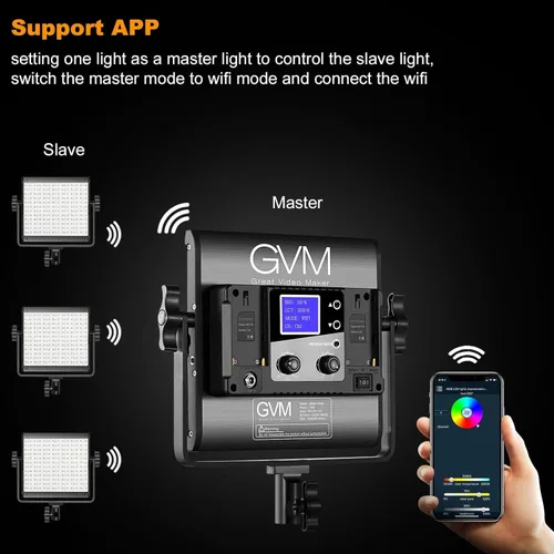 Miniatura 6 de GVM - Luz de video LED RGB, luz de estudio 800D con control de aplicación, kit de iluminación de fotografía, 1 paquete con 8 tipos de luces